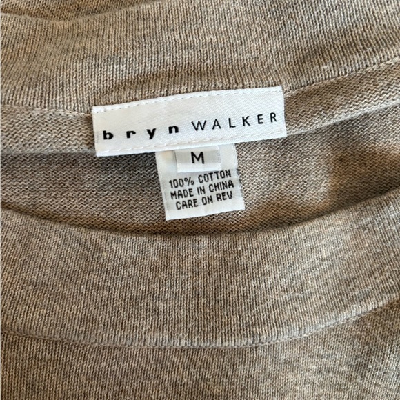 Bryn Walker Tan Long Sleeve Cotton Top Size Medium  casual basic - Picture 3 of 5